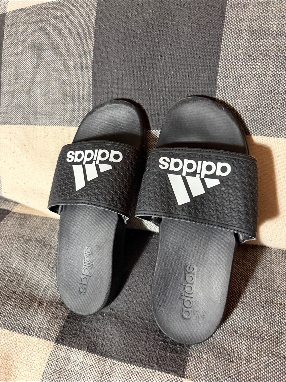 adidas Black Slide Sandals with White Logo